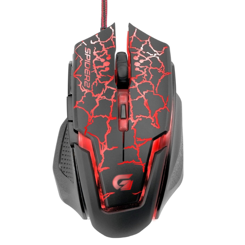 Mouse Gamer Spider 2 USB 3200DPI Preto/Vermelho Fortrek