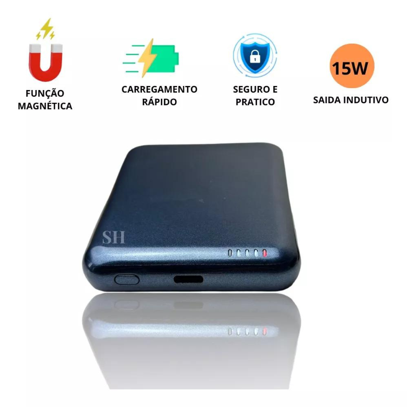 Carregador Indução Magnético Power Bank Kaidi Kd995 Portatil