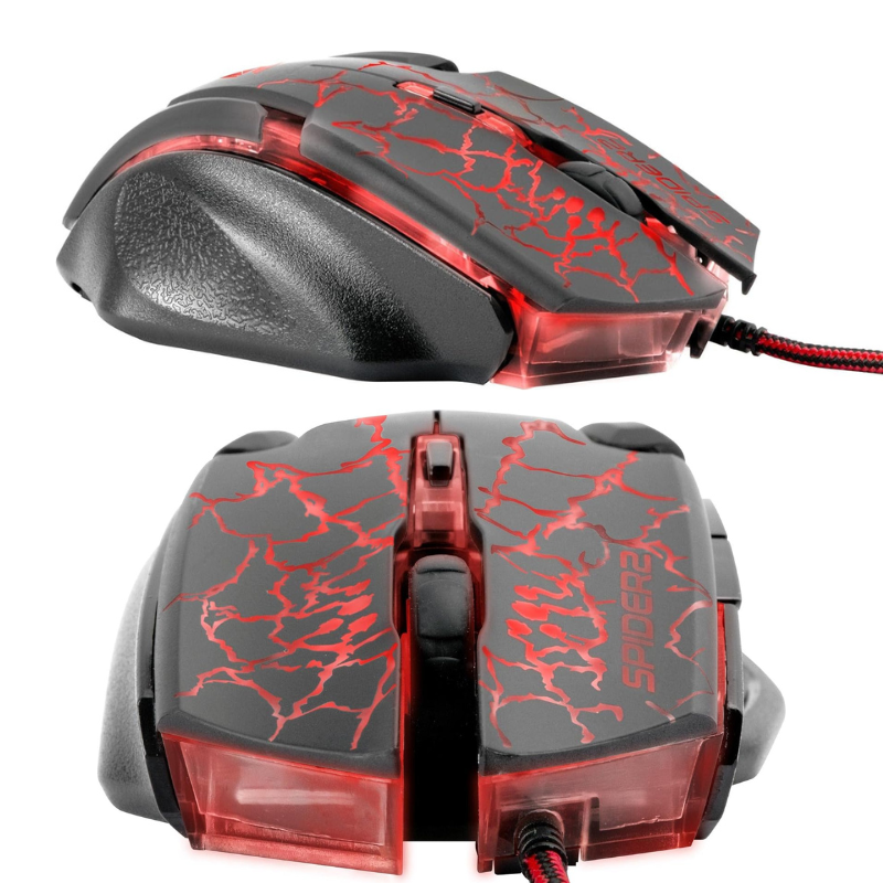 Mouse Gamer Spider 2 USB 3200DPI Preto/Vermelho Fortrek