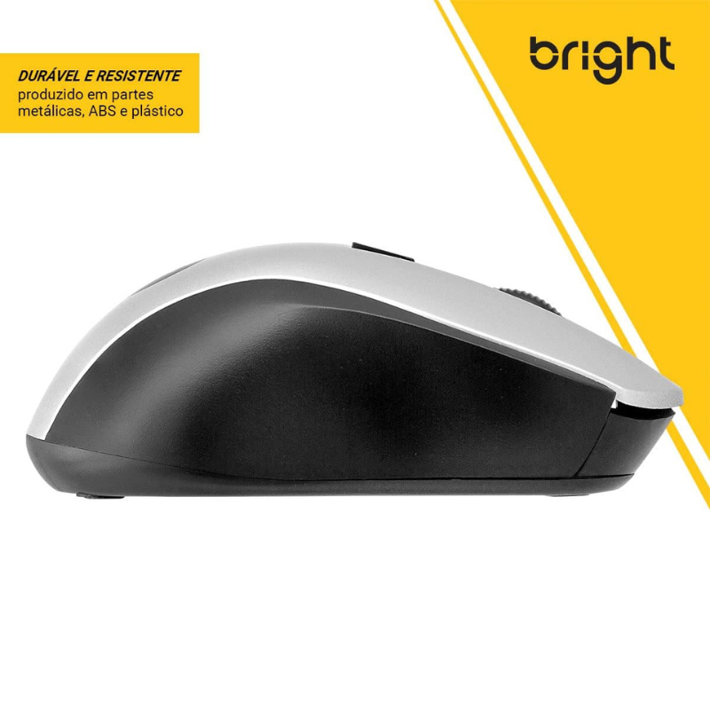 Mouse Sem Fio Bright 2.4GHz Prata 0205