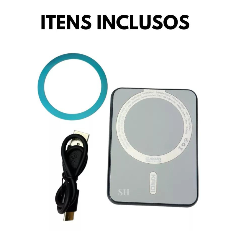 Carregador Indução Magnético Power Bank Kaidi Kd995 Portatil